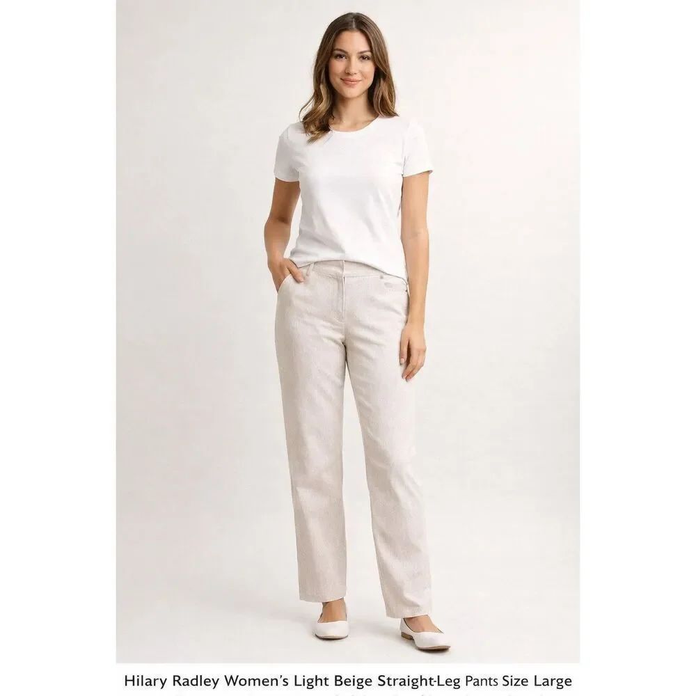 Hilary Radley Beige Straight Leg Pull On Pants Women’s Large